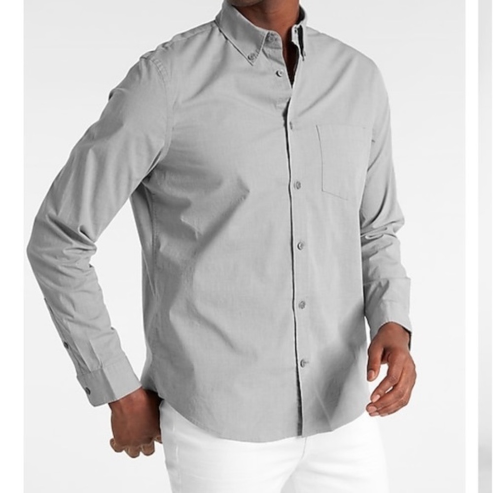 Express Men’s Light Gray Button-Down Shirt